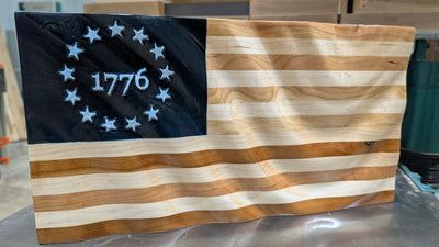Betsy Ross Wooden Wavy Flag with 1776