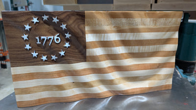 Betsy Ross Wooden Wavy Flag with 1776