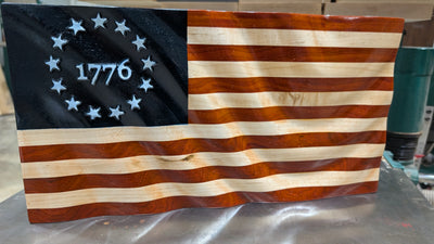 Betsy Ross Wooden Wavy Flag with 1776
